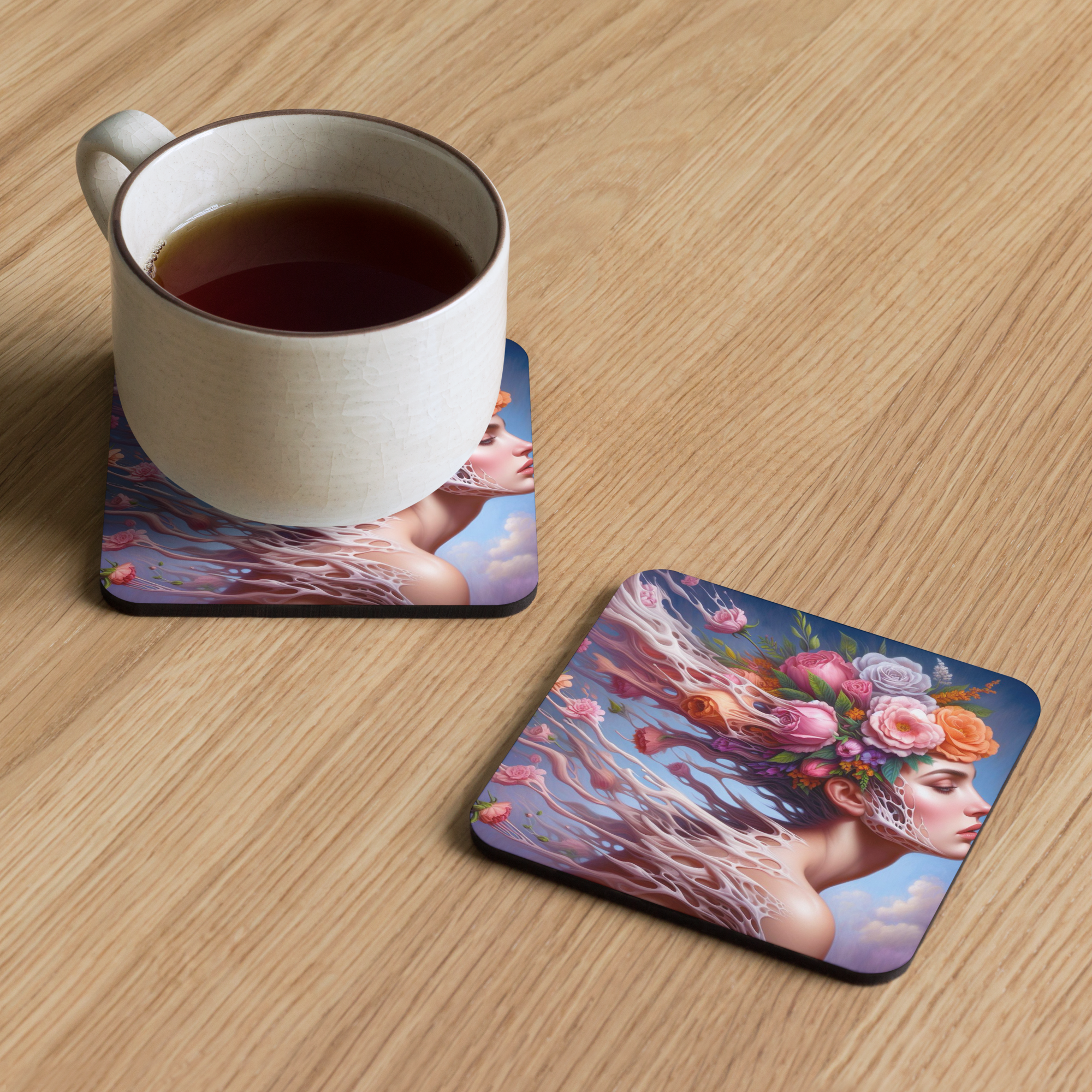 Floral Fusion - Cork-back coaster