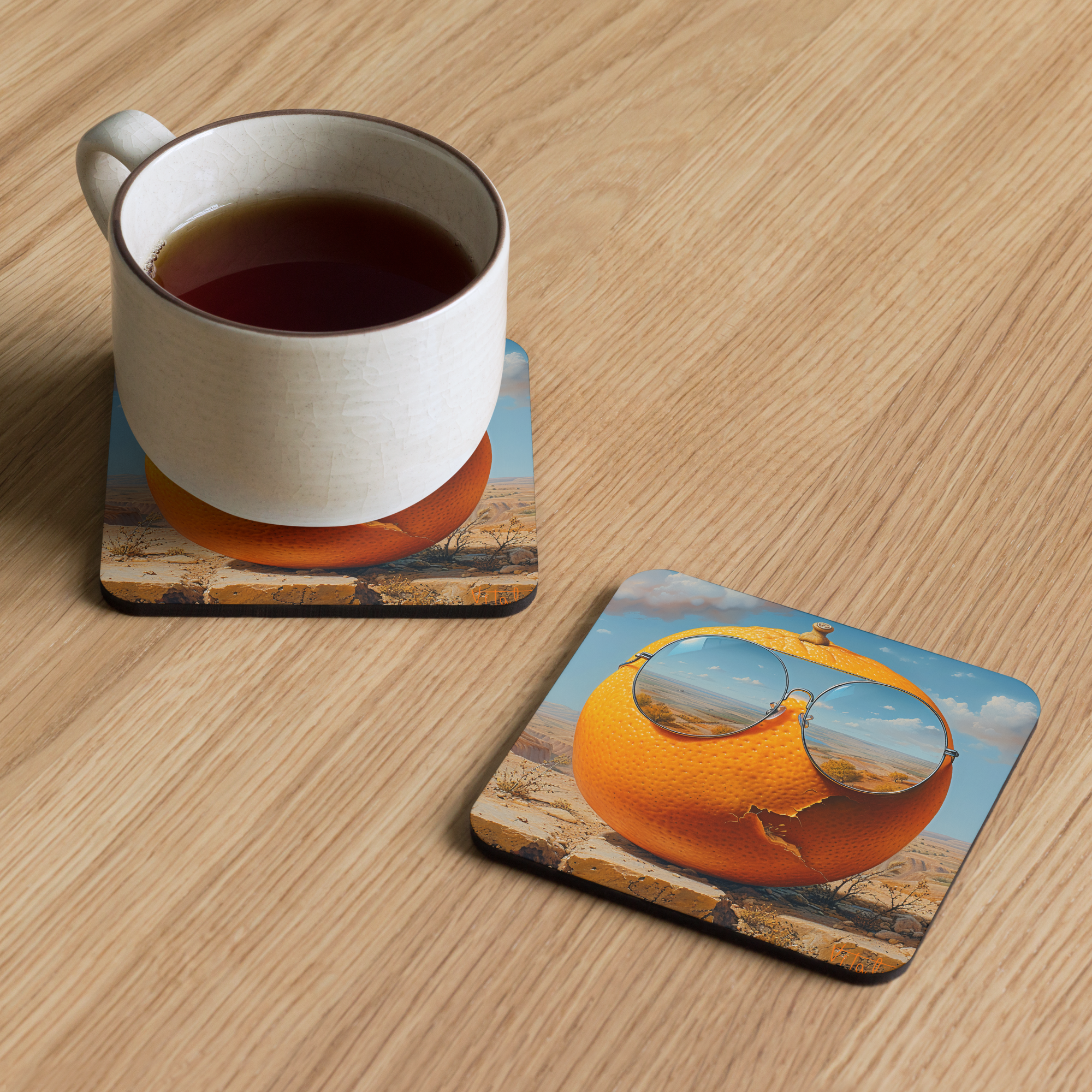 Vision of the vitamin C - Cork-back coaster