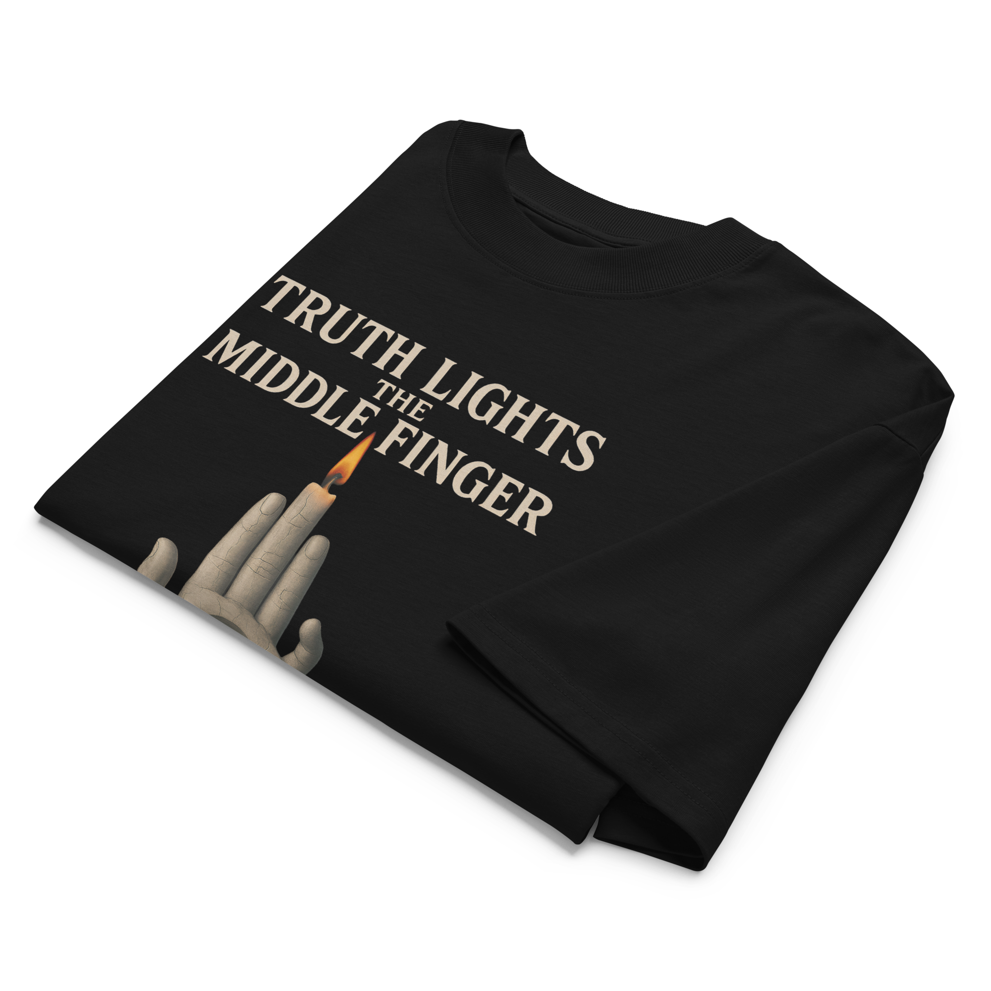 Truth Lights the Middle Finger - Unisex organic oversized high neck t-shirt
