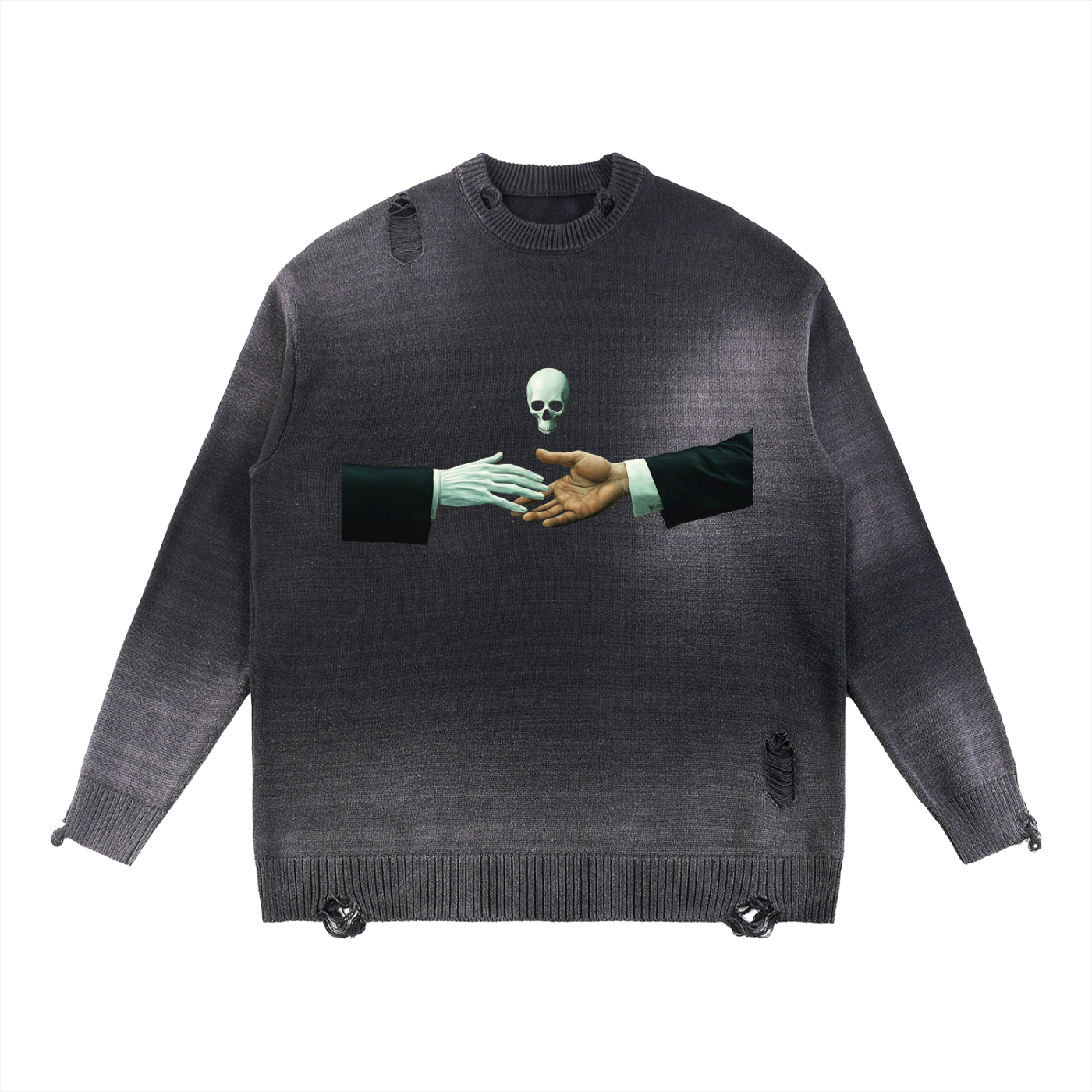 Sun Fade Distressed Ripped Crewneck sweater