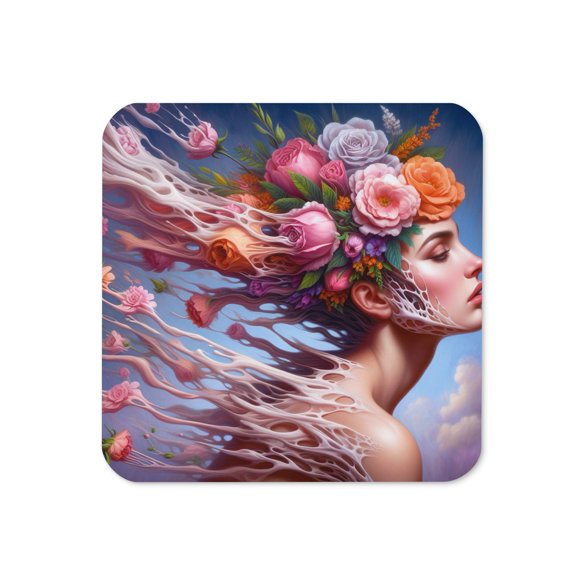 Floral Fusion - Cork-back coaster